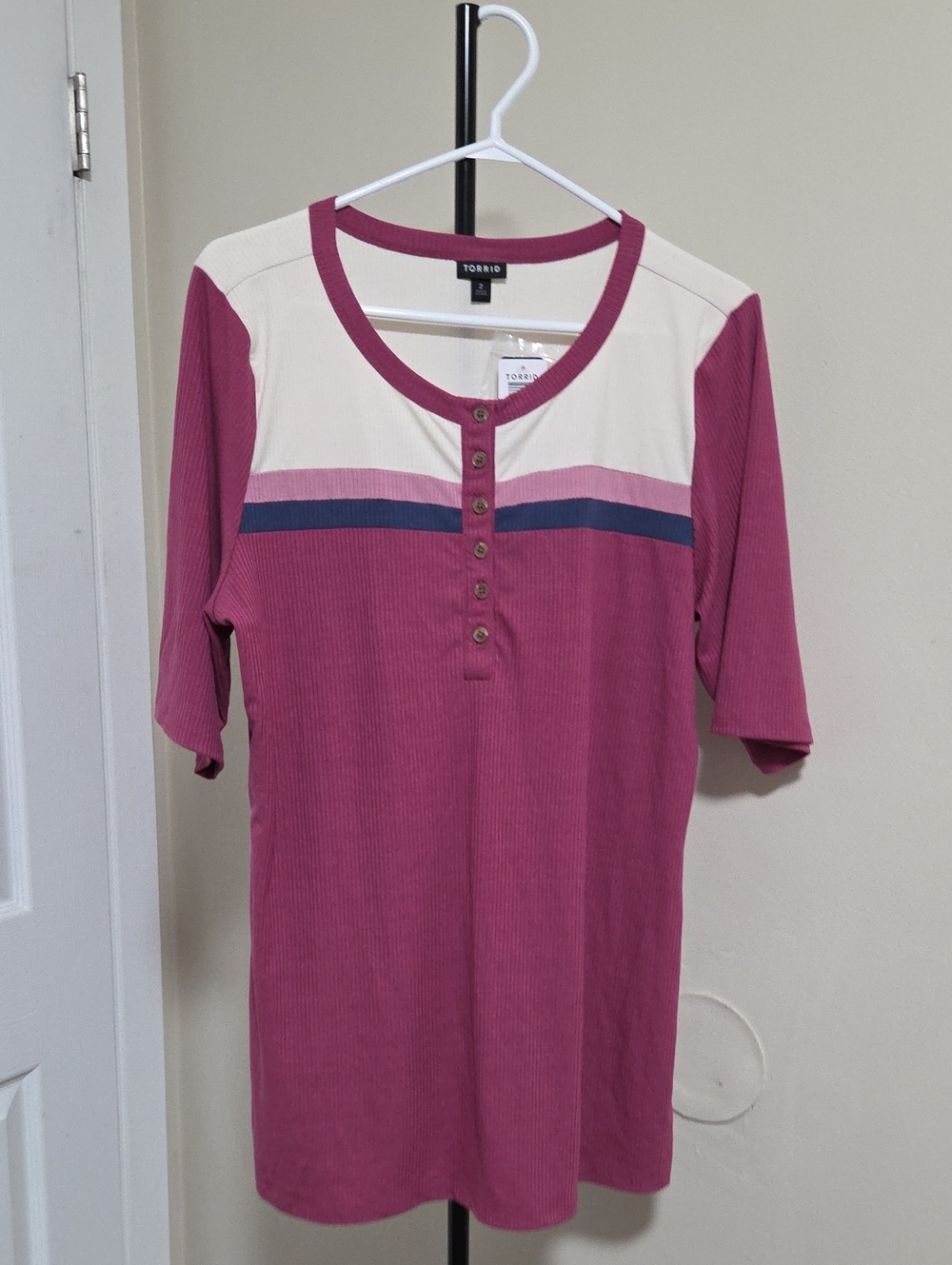 Nwt Torrid Plus Size  Pink Colorblock Henley Dress